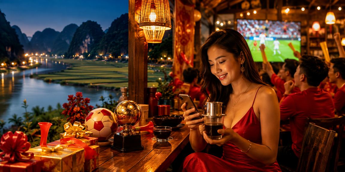 Người dùng Ninh Bình xem sự kiện thể thao trực tuyến qua điện thoại tại quán cà phê